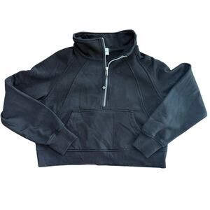 EFAN Women's Black Half Zip Oversized Fleece Sweatshirt Size Medium